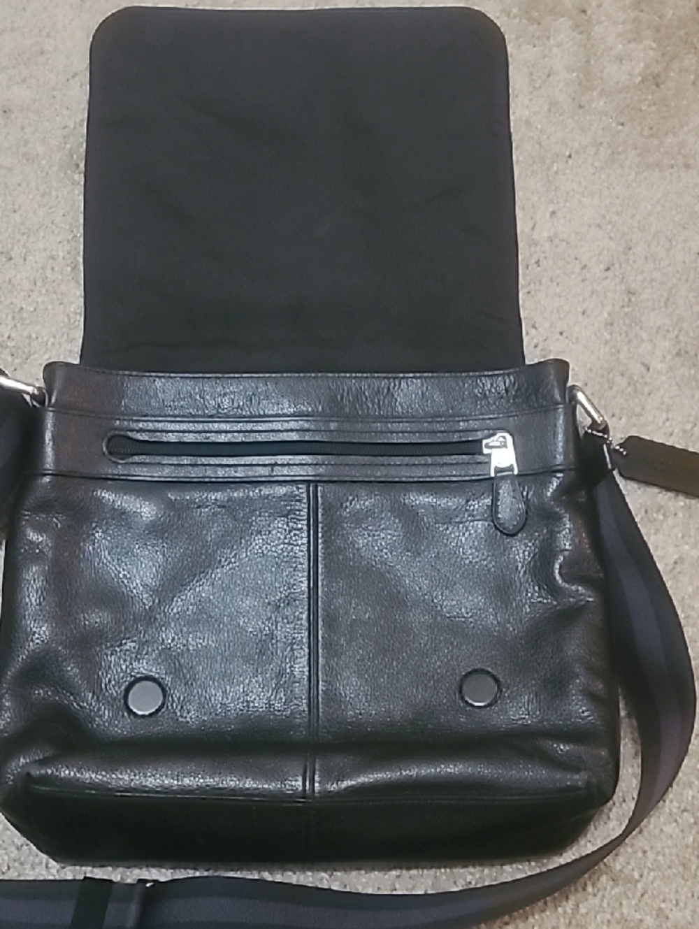 Coach Black Charles Messenger Leather Crossbody Bag Purse F72362 - Picture 10 of 15